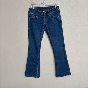 True Religion Low Rise Flare Joey Jeans‎ Dark Wash Size 28 Y2K